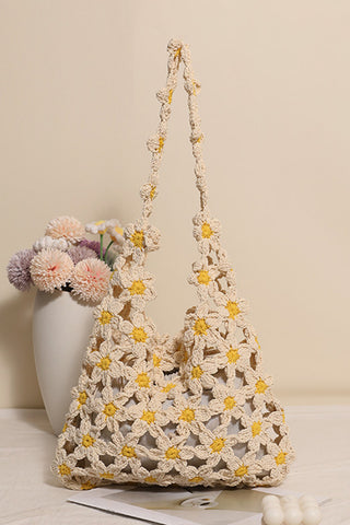 Fashion Flower Design Hollow Weave Bag