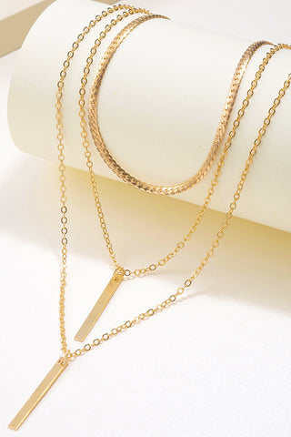 Fashion Small Bar Pendant Layered Necklace