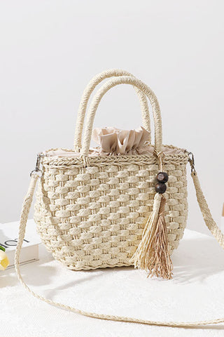Fashion Solid Color Woven Crossbody Bag