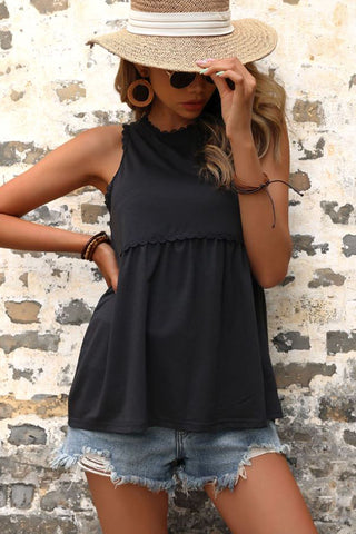 Solid Color Round Neck Casual Tops