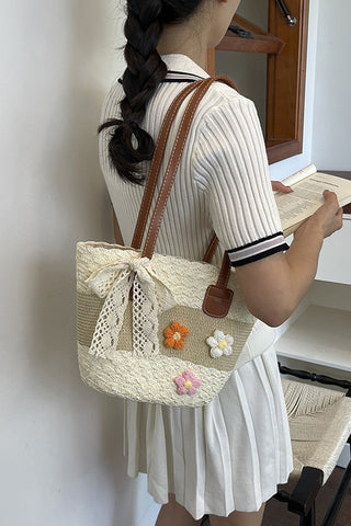 Resort Style Color Block Casual Weave Bag