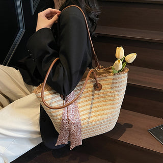Fashion Color Block Tie Design Bag
