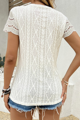 Fashion Hollow Round Neck Solid Color Casual Top