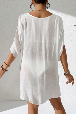 Solid Color Ring Design Swimsuit Cover Up