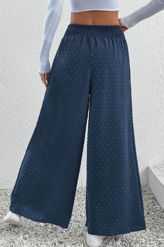 Solid Color Jacquard Loose Fit Trousers