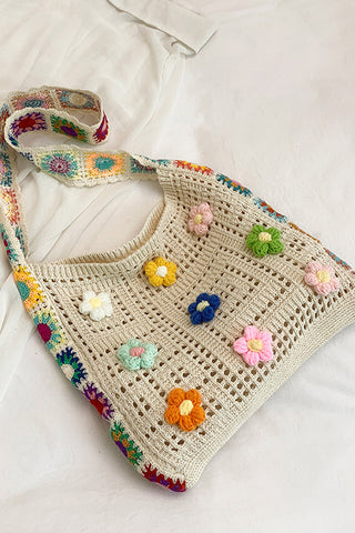 Fashion Flower Design Hollow Weave Bag