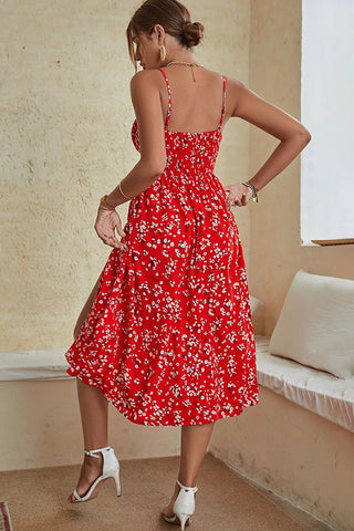 Fashion Hot Sale Floral Print Split Side Casual Dress