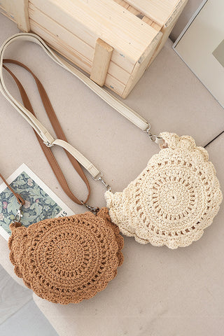 French-style Woven Straw Crossbody Bag