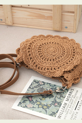 French-style Woven Straw Crossbody Bag