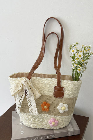 Resort Style Color Block Casual Weave Bag