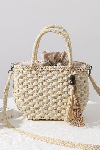 Fashion Solid Color Woven Crossbody Bag