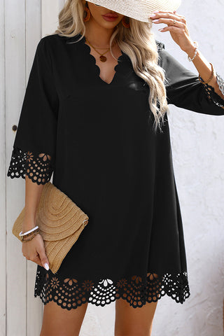 Fashion Solid Color Hollow Casual Dress