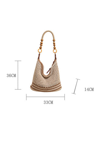 Color Block Hollow Knit Weave Bag