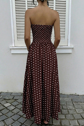 Dots Print Sleeveless Bandeau Retro Dress