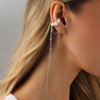 Fashion Metal Bead Chain Tassel Single Ear Clip