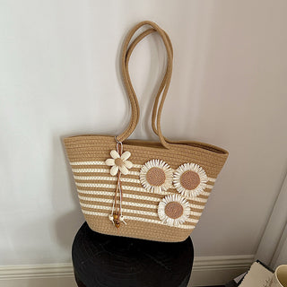 Color Block 3D Sunflower Weave Bag