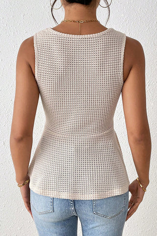 V Neck Solid Color Hook Design Top