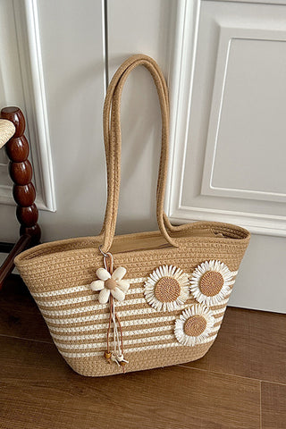 Color Block 3D Sunflower Weave Bag