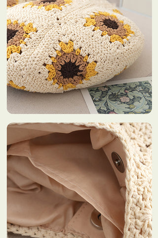 Fashion Women Color Block  Weave Handbag