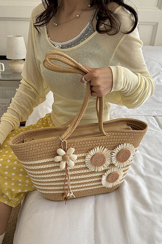 Color Block 3D Sunflower Weave Bag
