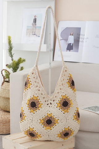 Fashion Women Color Block  Weave Handbag