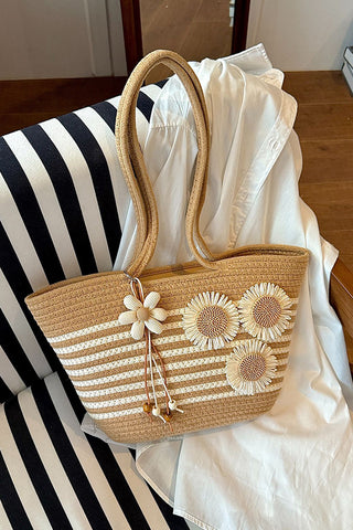 Color Block 3D Sunflower Weave Bag