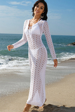 Long Sleeve Hollow Slim Swimsuits Cover Up