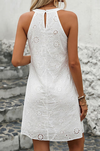 Solid Color Halter Neck Sleeveless Mini Dress