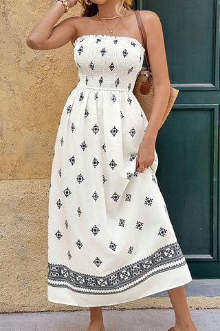 Smocked Chest Bandeau Sleeveless Dress