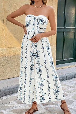Fashion Bandeau Printed Sleeveless Jumpsuit