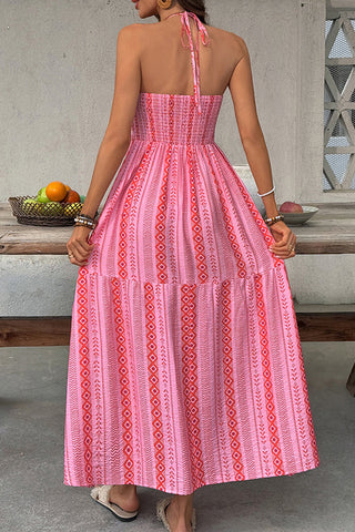 Bohemia Style Smocked Back Bandeau Maxi Dress