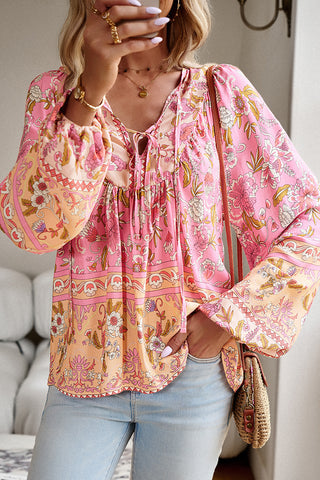 Floral Print Long Sleeve Casual Tops