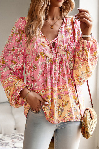 Floral Print Long Sleeve Casual Tops