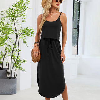 Fashion Solid Color U Neck Casual Dress