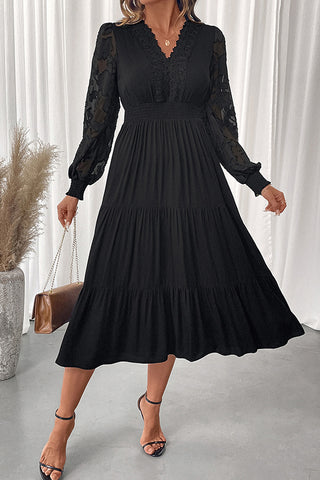 Lace Patchwork Solid Color Casual Dress