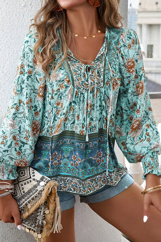 Fashion Floral Print Long Sleeve Casual Tops