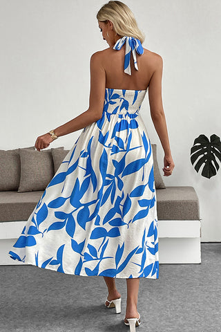 Floral Print Halter Neck Casual Dress
