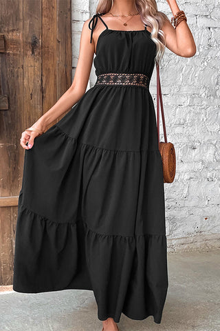 Solid Color Hollow Waist Casual Dress