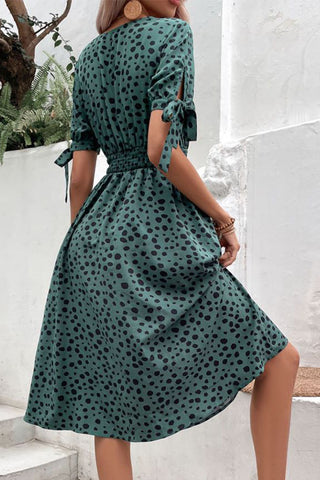 Leopard Print Smocked Waist Casual Dress