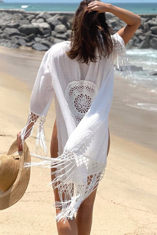 Tassel Hollow Back Solid Color Cover Up
