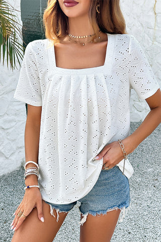 Solid Color Square Neck Casual Tops