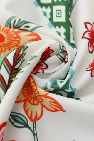 Fashion Floral Print V Neck Mini Dress