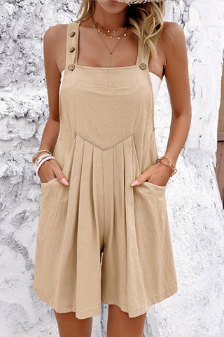 Solid Color Ruched Loose Style Rompers