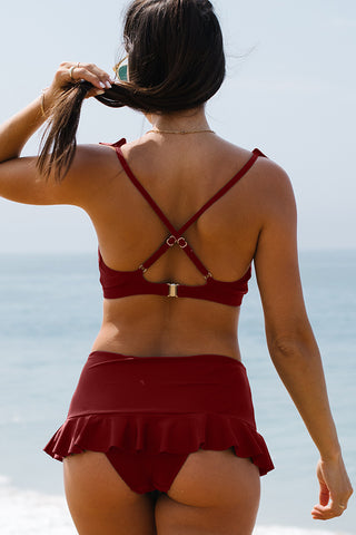 Ruffled Design Swim Skirt Bikini Set