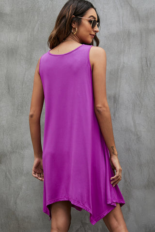 Irregular Hem Solid Color Mini Dress