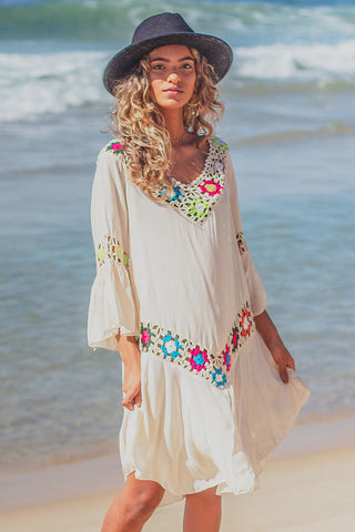 Hollow Patchwork V Neck Swimwear Cover Up