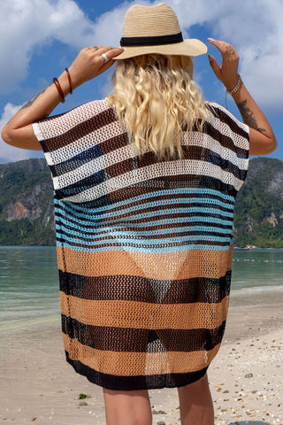 Hollow Color Block Kniiting Swimsuit Cover Up