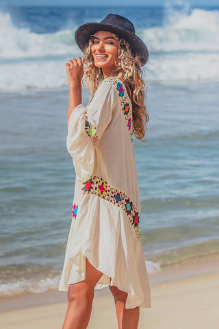 Hollow Patchwork V Neck Swimwear Cover Up