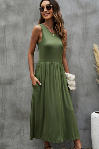Fashion Solid Color Sleeveless Casual Dress