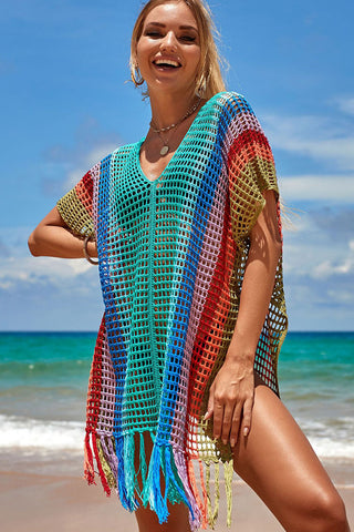 Knit Rainbow Colorful Swimwear Cover Up